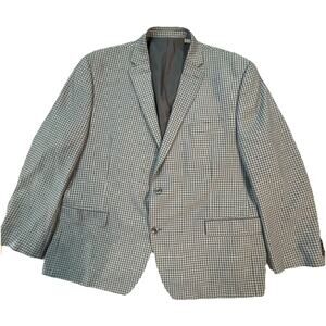 Michael Kors Blazer Sport Coat Mens 50R Navy Blue Gingham Check Plaid Jacket‎